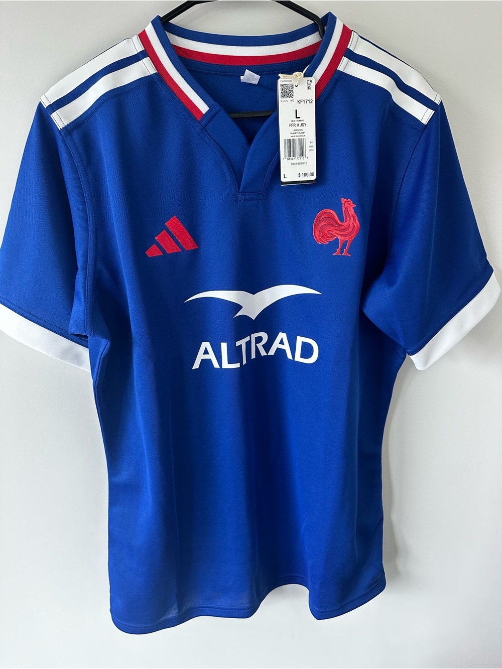 adidas Blue France Rugby Jersey with Red & White Accents